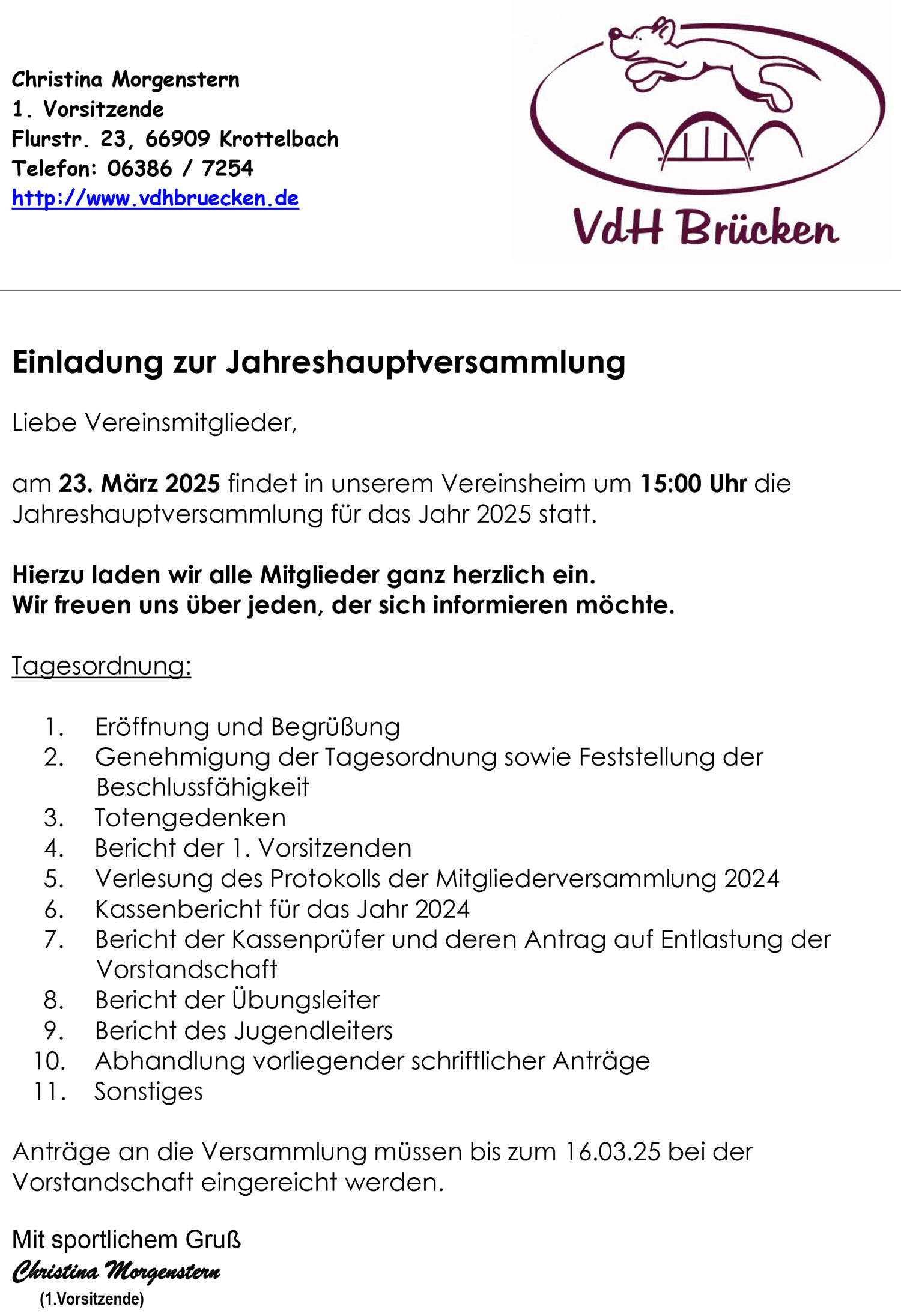 Einladung JHV 2025