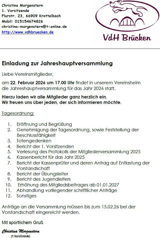 Einladung JHV 2026